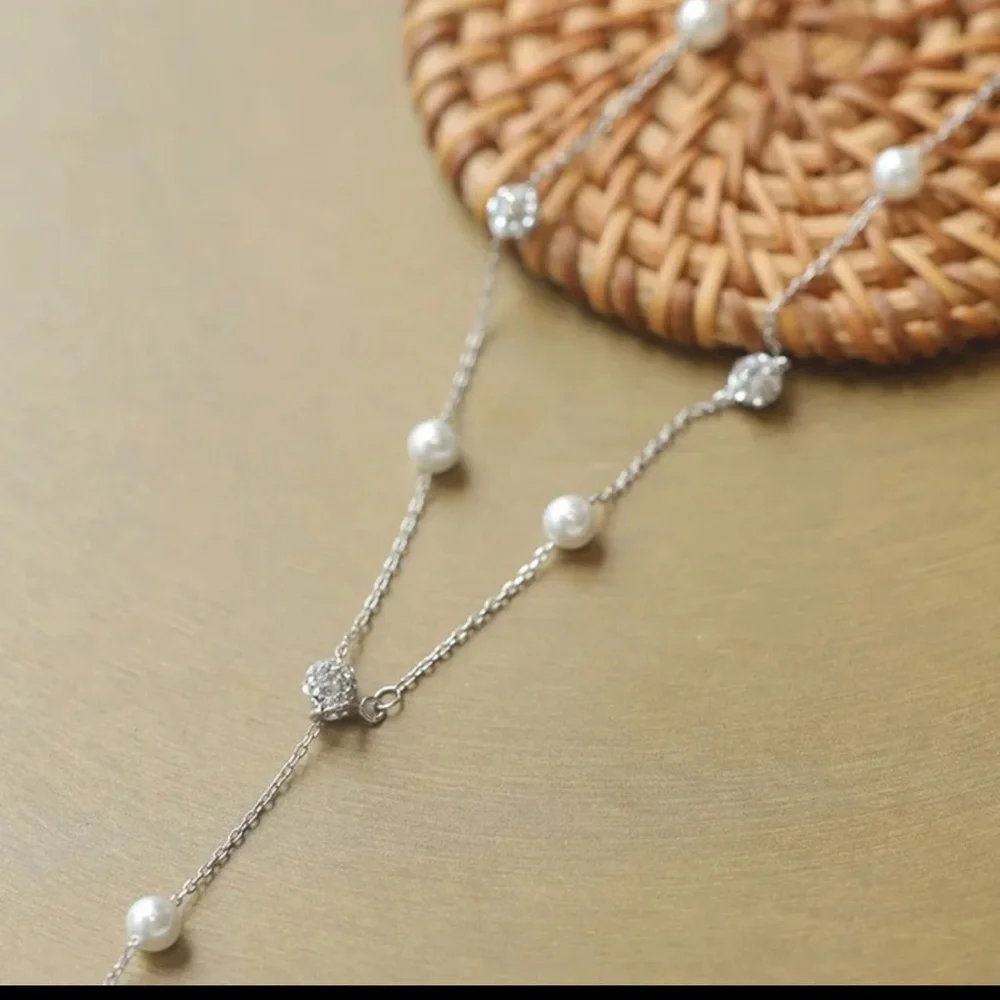 925 Sterling Silver Fresh Water Pearls Necklace - Picture 5 of 8